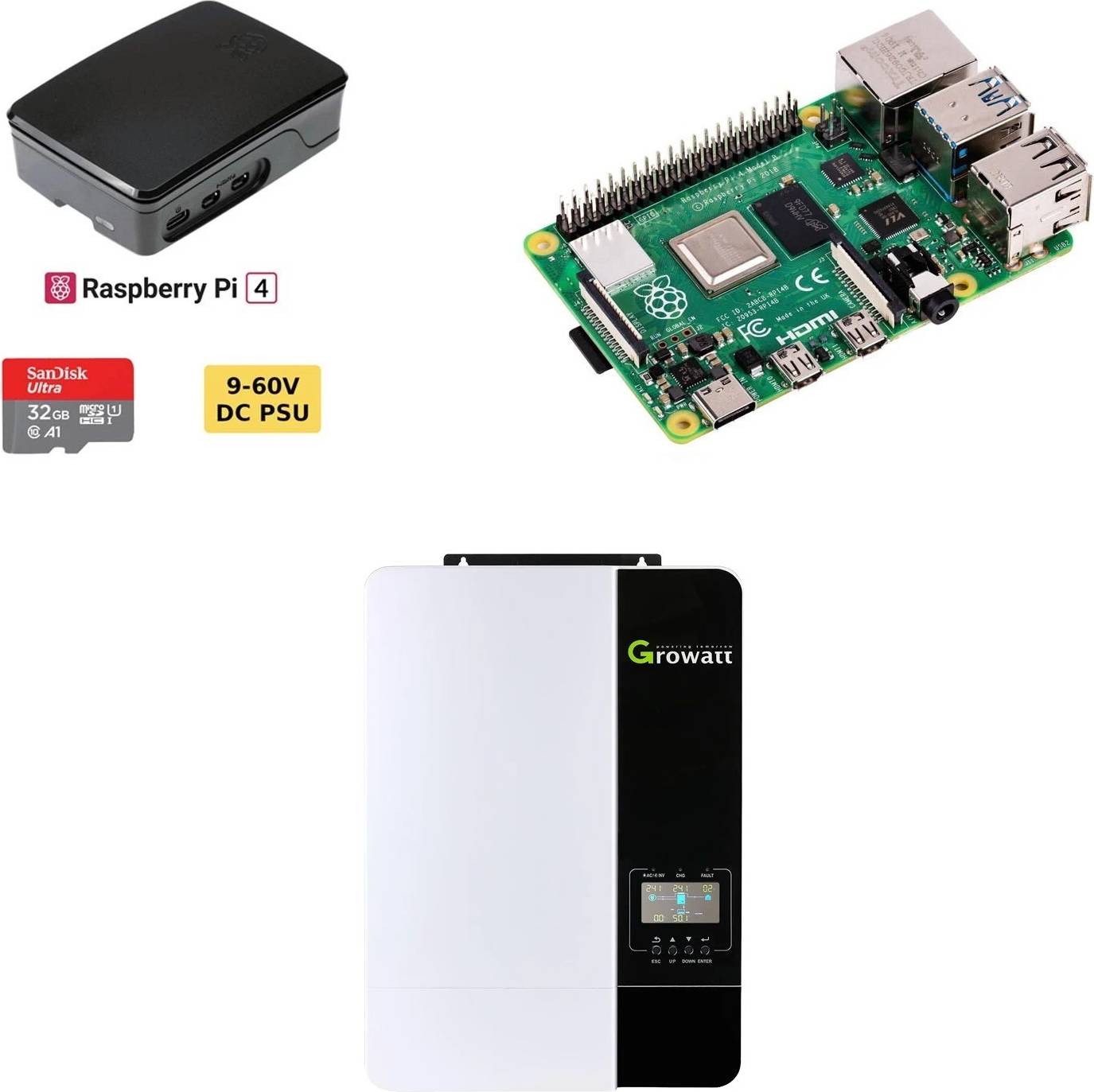 Raspberry pi 4 Raspberry Pi Off-Grid Inverter Growatt Spf5000 Solar Assistant 4 32g