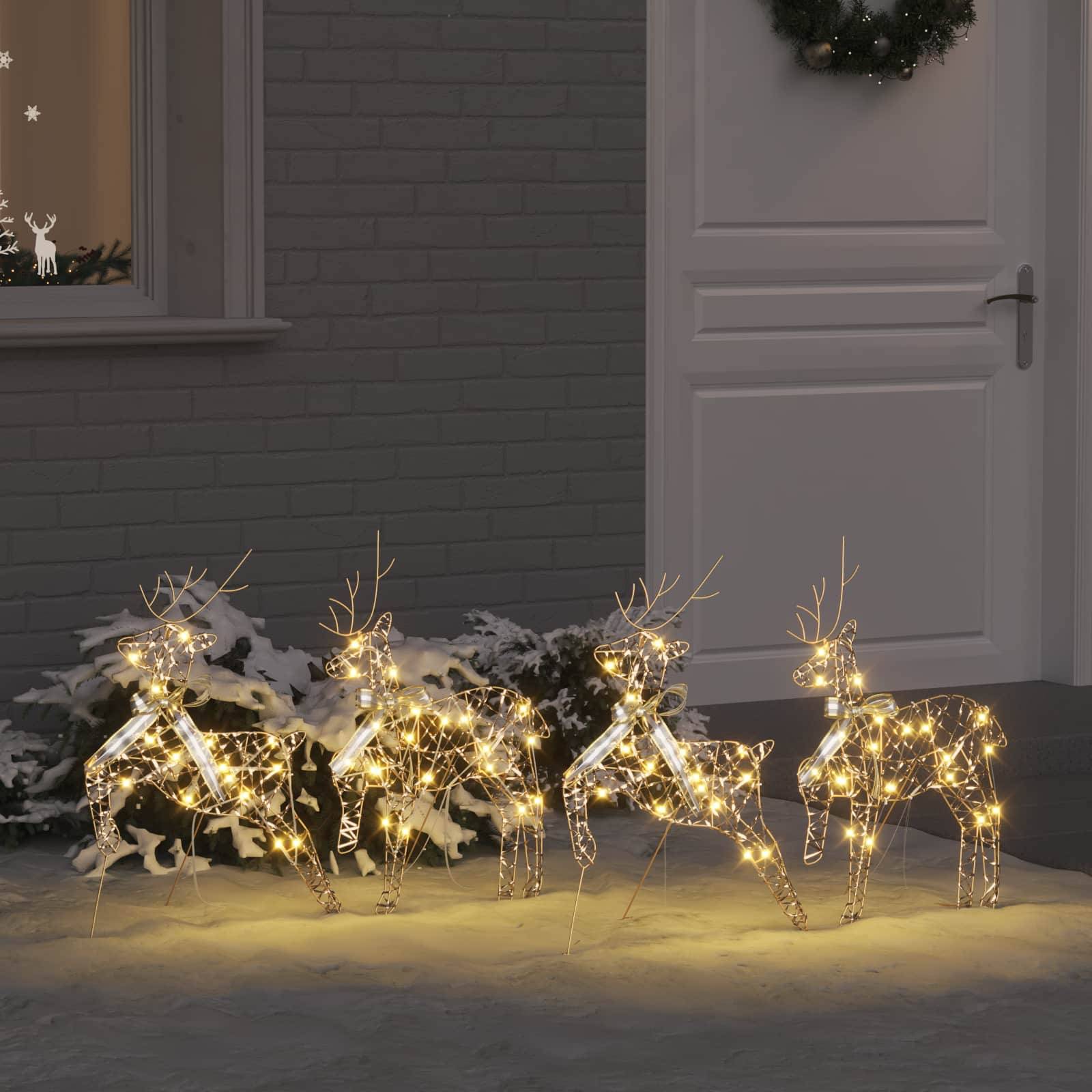 vidaXL LED Rensdyr 80 LED 4 Pcs Guld Julebelysning