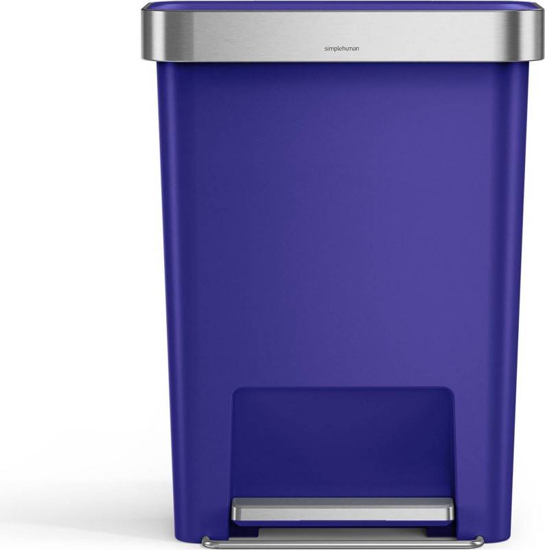 Simplehuman trash can 45l Simplehuman 45L Rectangular Plastic Liner Rim Step Trash Can Indigo 13fl oz
