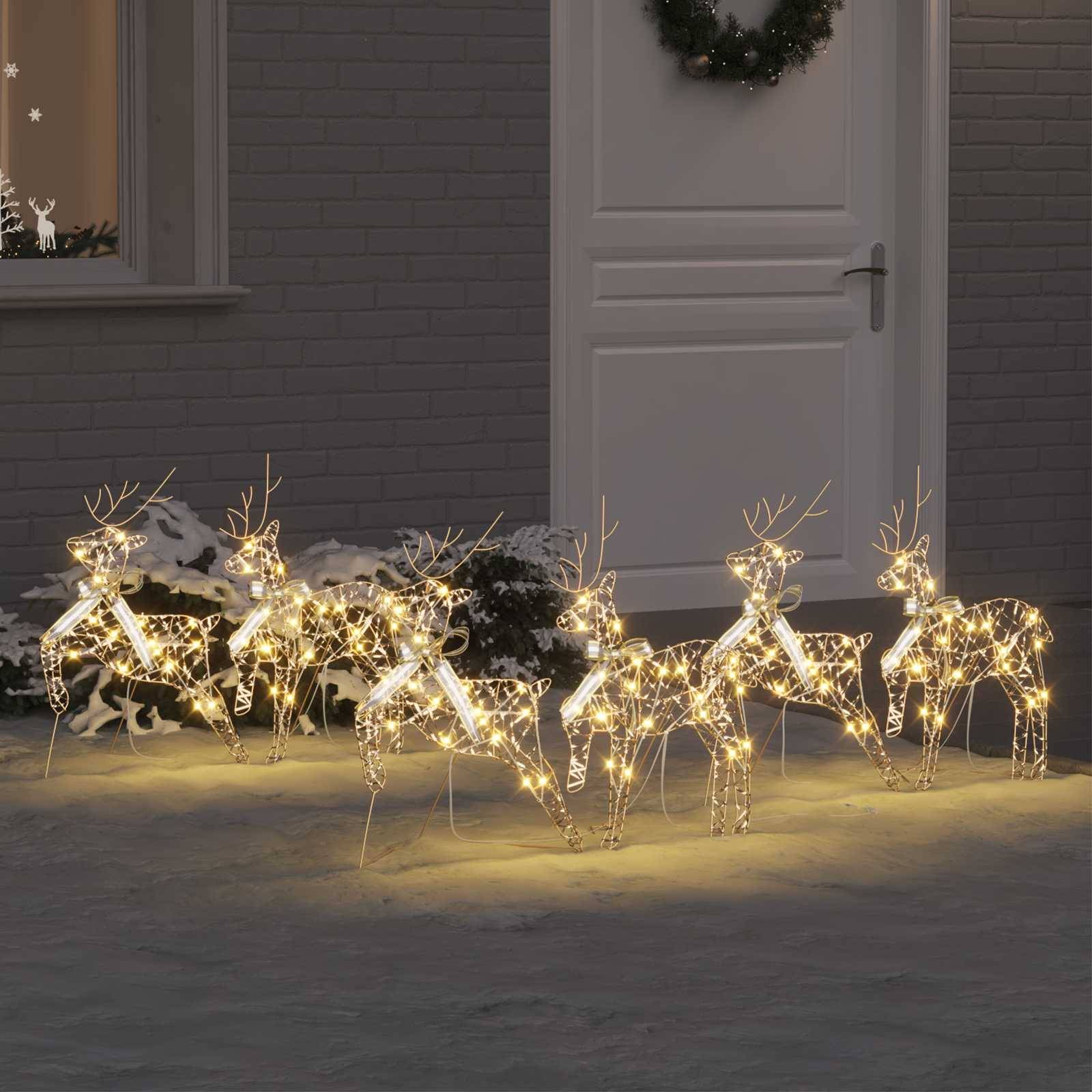 vidaXL LED Rensdyr 180 LED 6 Pcs Guld Julebelysning