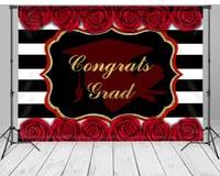 Red roses Red Roses Stripe Congrats Photo Booth Backdrop