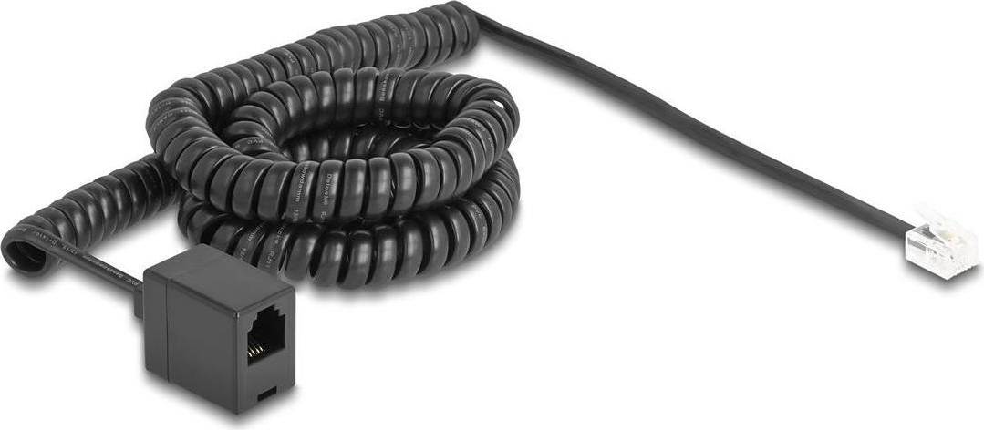 DeLock Telefonkabel Spiralkabel RJ11 Han Til RJ11 Hun 5 m
