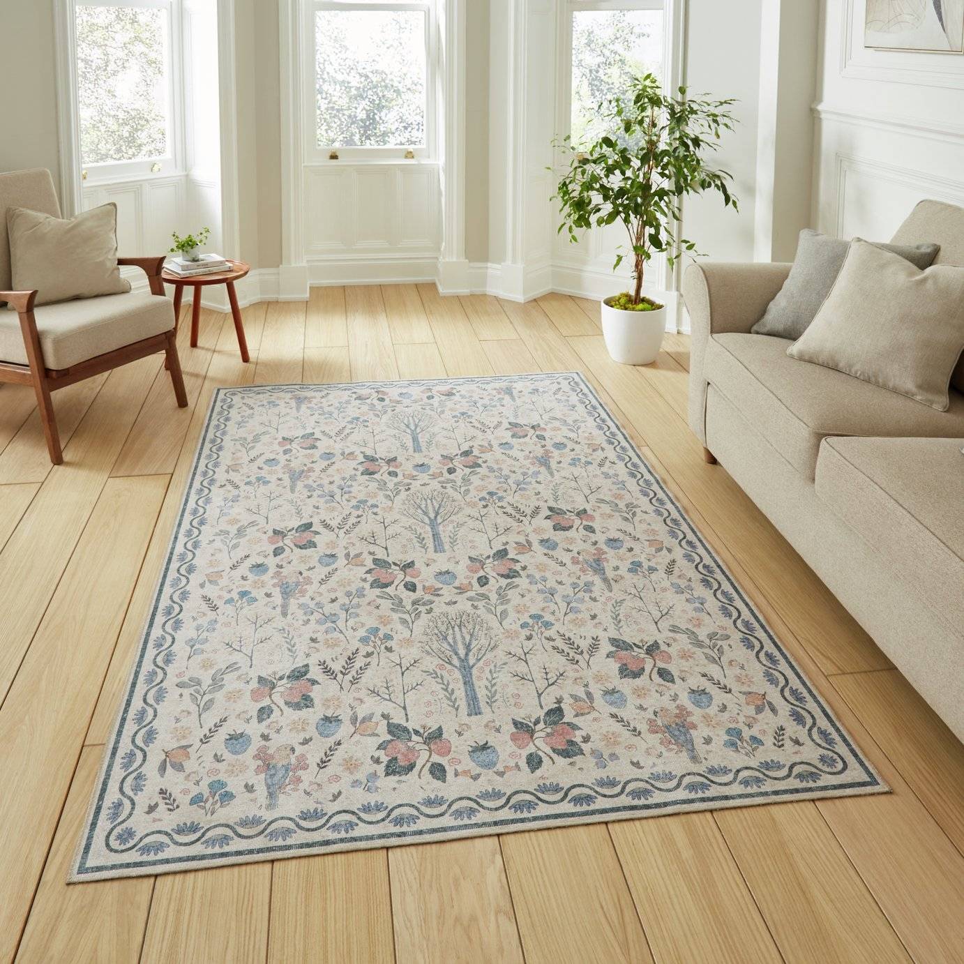 Think Rugs Versailles Flatweave Rug 122x170 cm Blue
