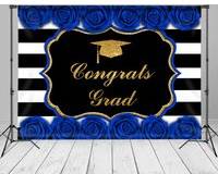 Photo booth backdrop Blue Roses Stripe Congrats Photo Booth Backdrop
