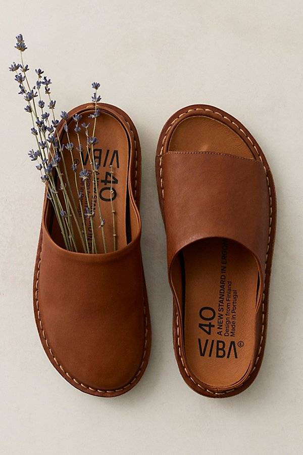 VIBAe Roma Mules - Cognac Brown
