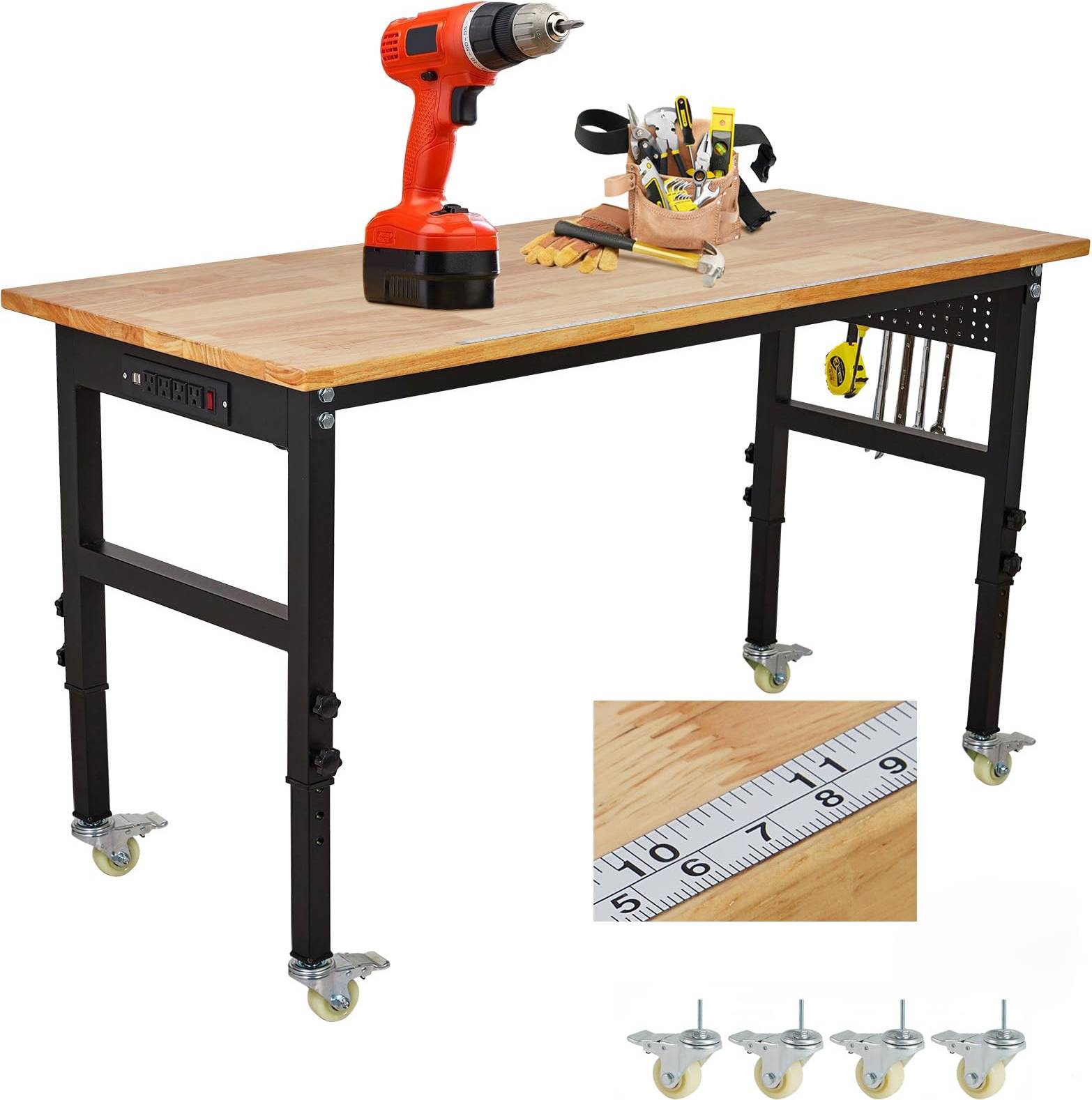 Adjustable workbench Garvee 60 Adjustable Workbench with Power Outlet