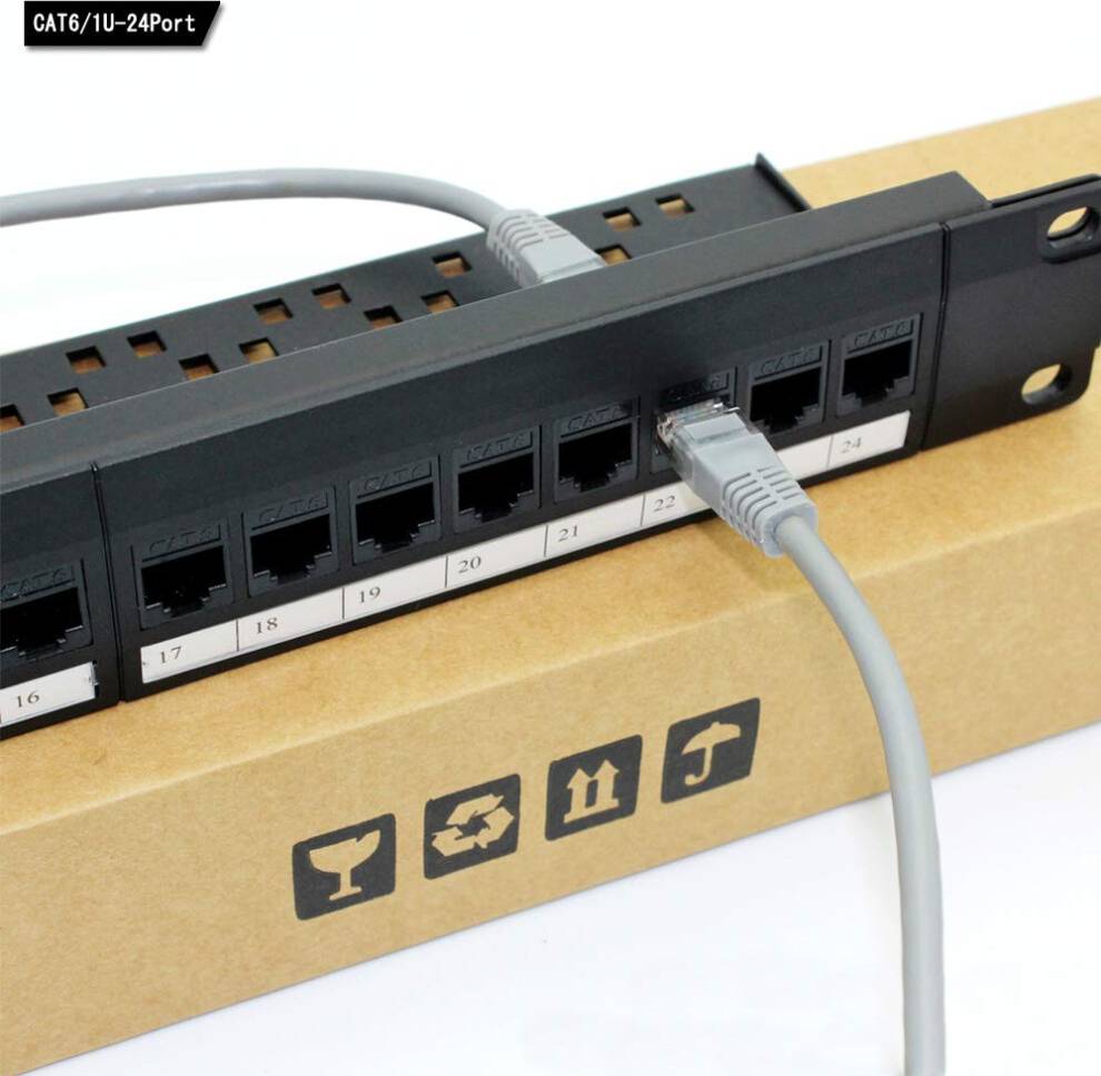 24 Port 1U Rack Cat6 Network Patch Panel