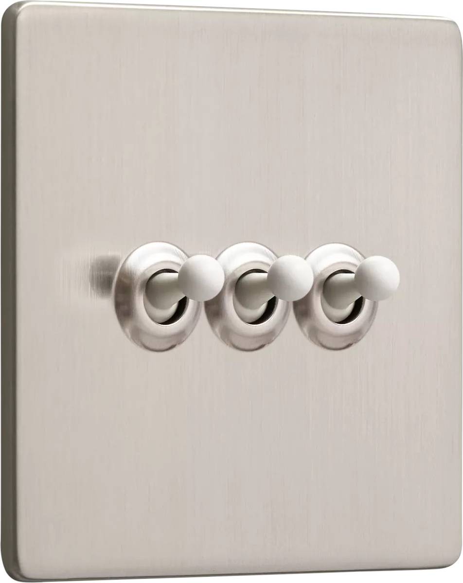 Silver Triple Toggle Light Switch