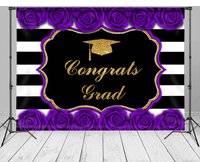 Photo booth backdrop Purple Roses Stripe Congrats Photo Booth Backdrop