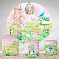 Round backdrop Circle Spring Pink Floral Round Backdrop