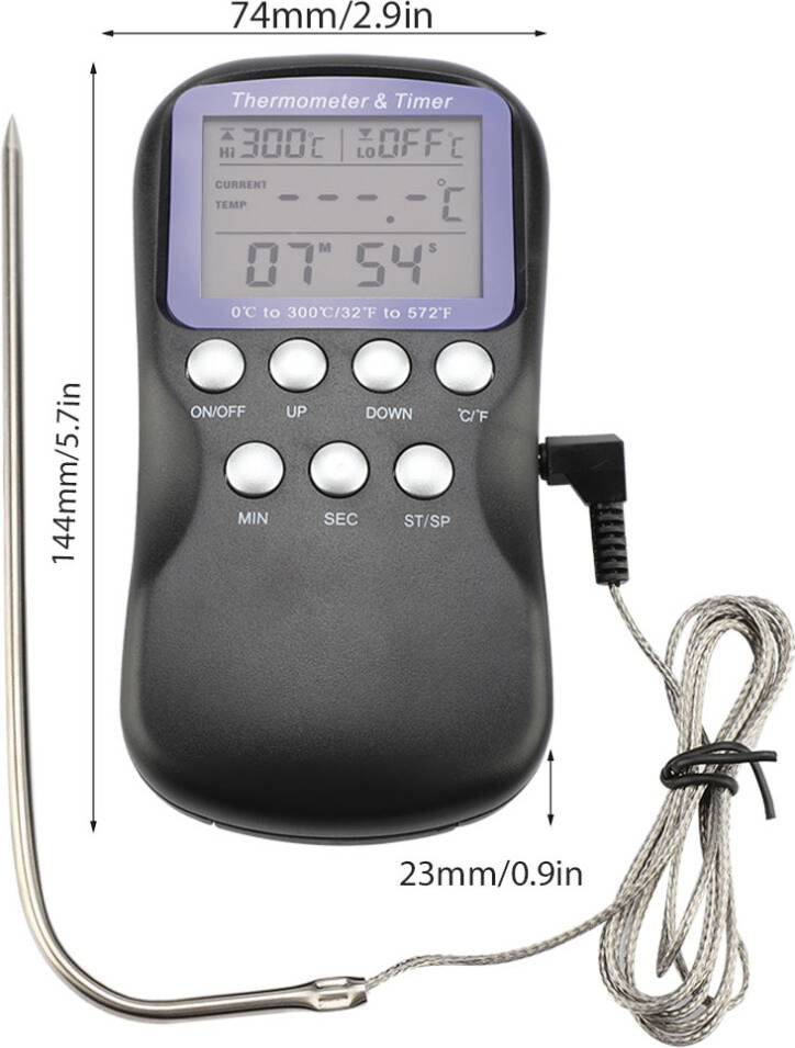 Digital Cooking Thermometer with Probe and Timer Kitchen Thermometer