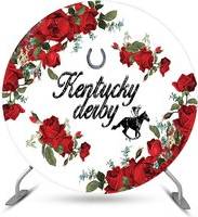 Red roses Red Roses White Circle Kentucky Derby Backdrop