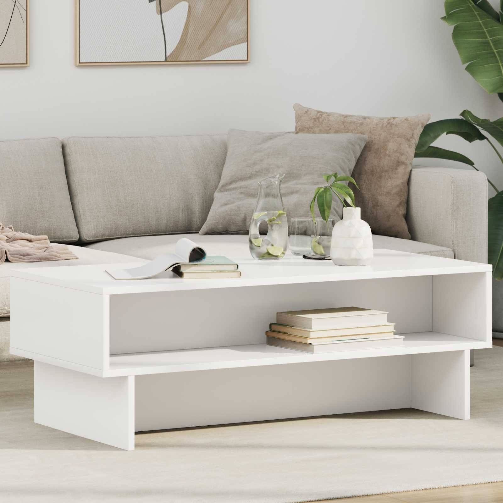vidaXL White Engineered Wood Rectangular Coffee Table