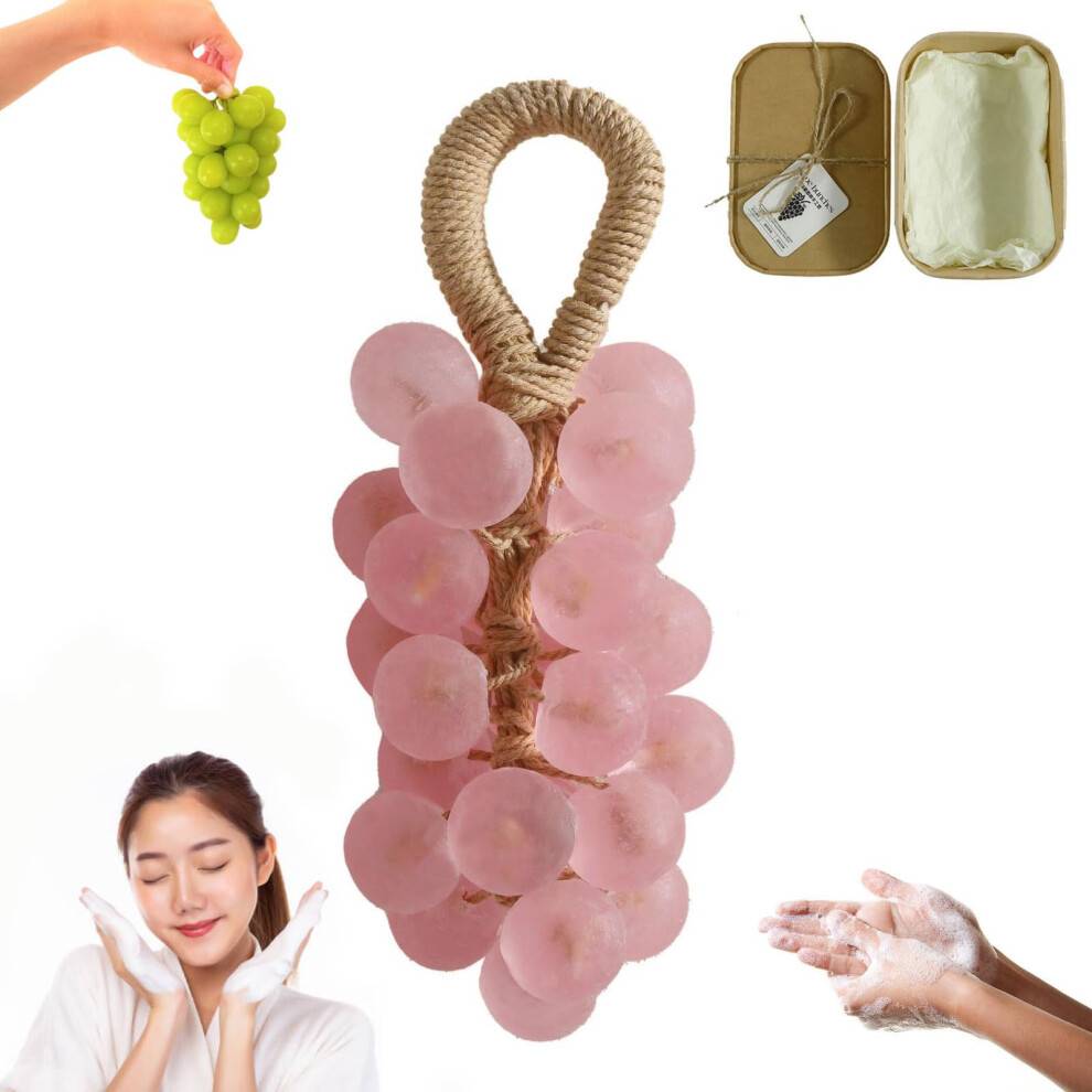 Pink Grape Soap on a Rope Handmade