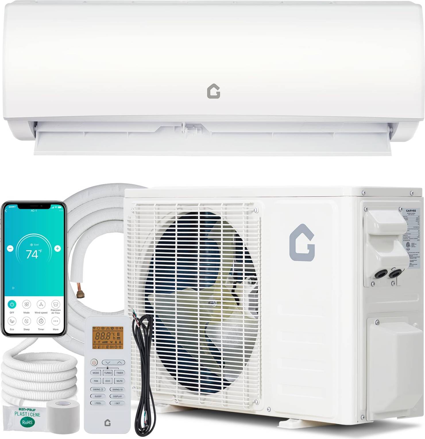 Split system air conditioner Garvee 9000 BTU Mini Split Air Conditioner System