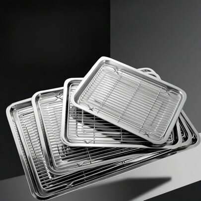 Baking tray set Shein 2pcs Baking Sheet With Rack Set Oven Tray