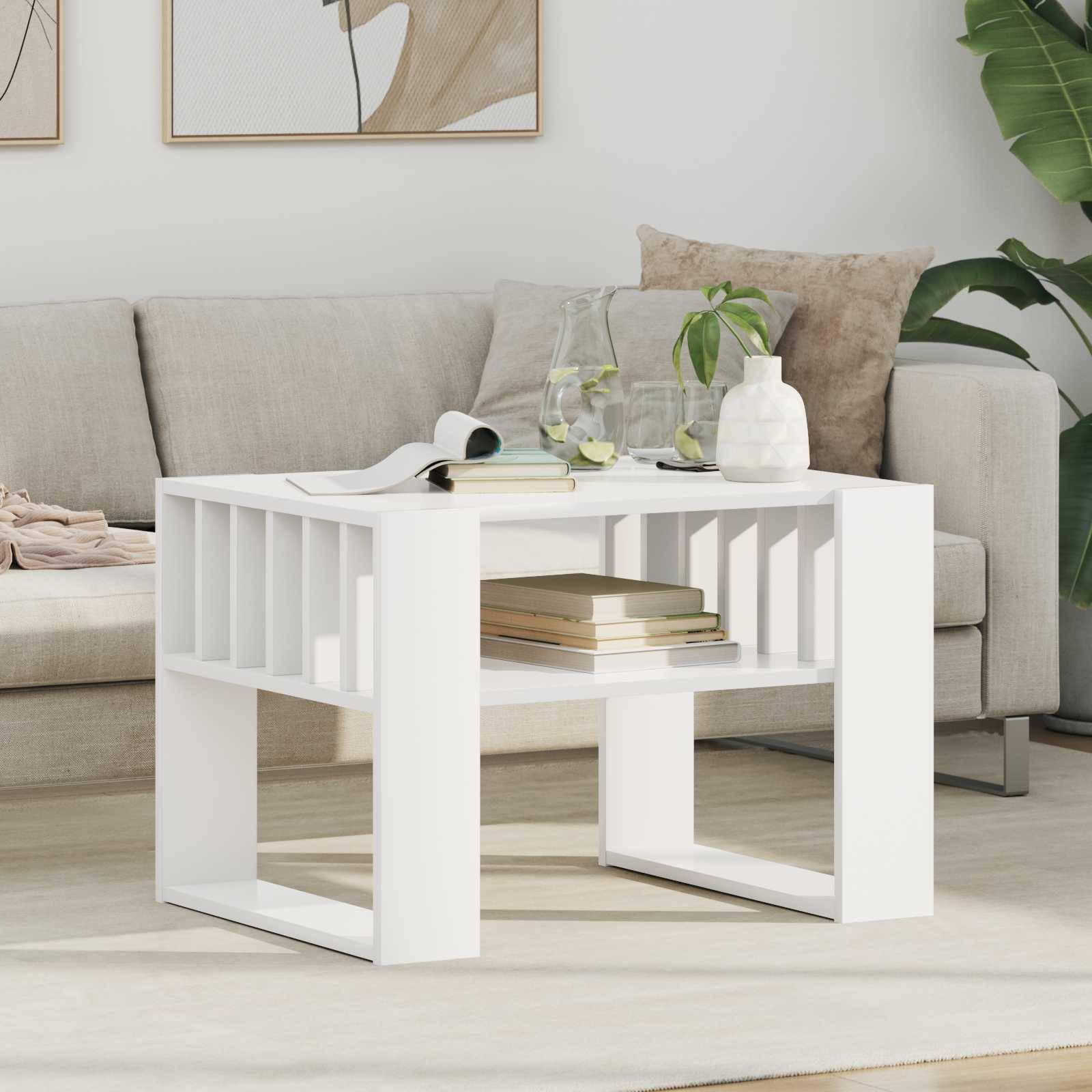 vidaXL White Engineered Wood Rectangular Coffee Table