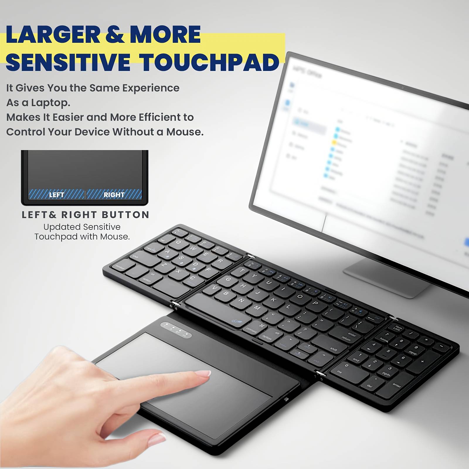 Temu Compact Foldable Wireless Keyboard Touchpad