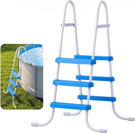 Above ground pool ladder VEVOR Above Ground Pool Ladder 3-Step Steel A-Frame