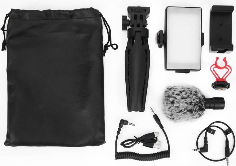 Vlogging LED Light Mic Tripod Mount Kit