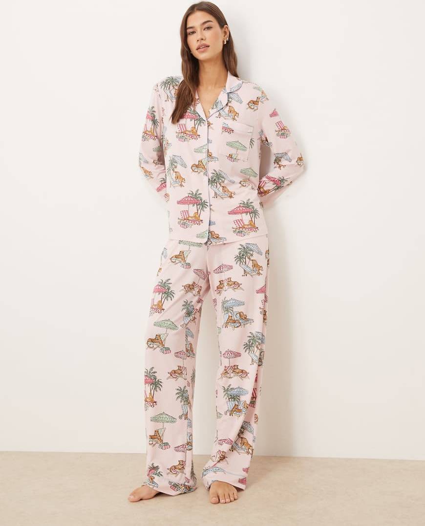 Pigiama Jersey Rosa Leopardata Estiva Rever