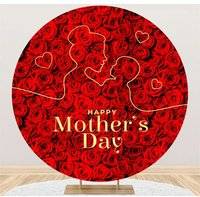 Round backdrop Red Floral Line Draw Round Backdrop