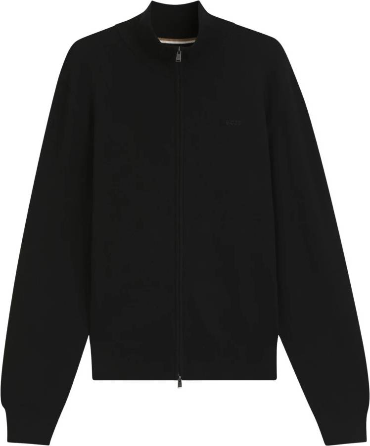 BOSS Zip-Through Bomuld Cardigan - Sort