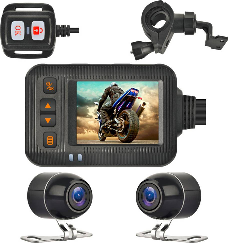 Rear dash cam BCSMMCAR Motorcycle Dash Cam Rear View Dual Lens