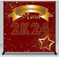 2k24 Custom Name Red Gold 2K24 Graduation Backdrop