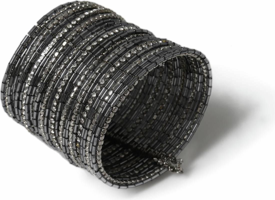Freedom Silver Mega Cuff Rhinestone Bracelet