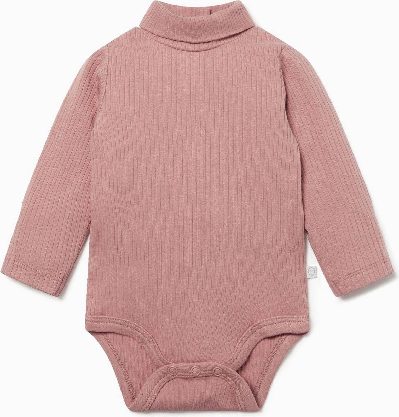 Pink Ribbed Roll Neck Supersoft Bodysuit