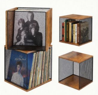 Vinyl record storage YIGII Diy Stackable Vinyl Record Storage Crate