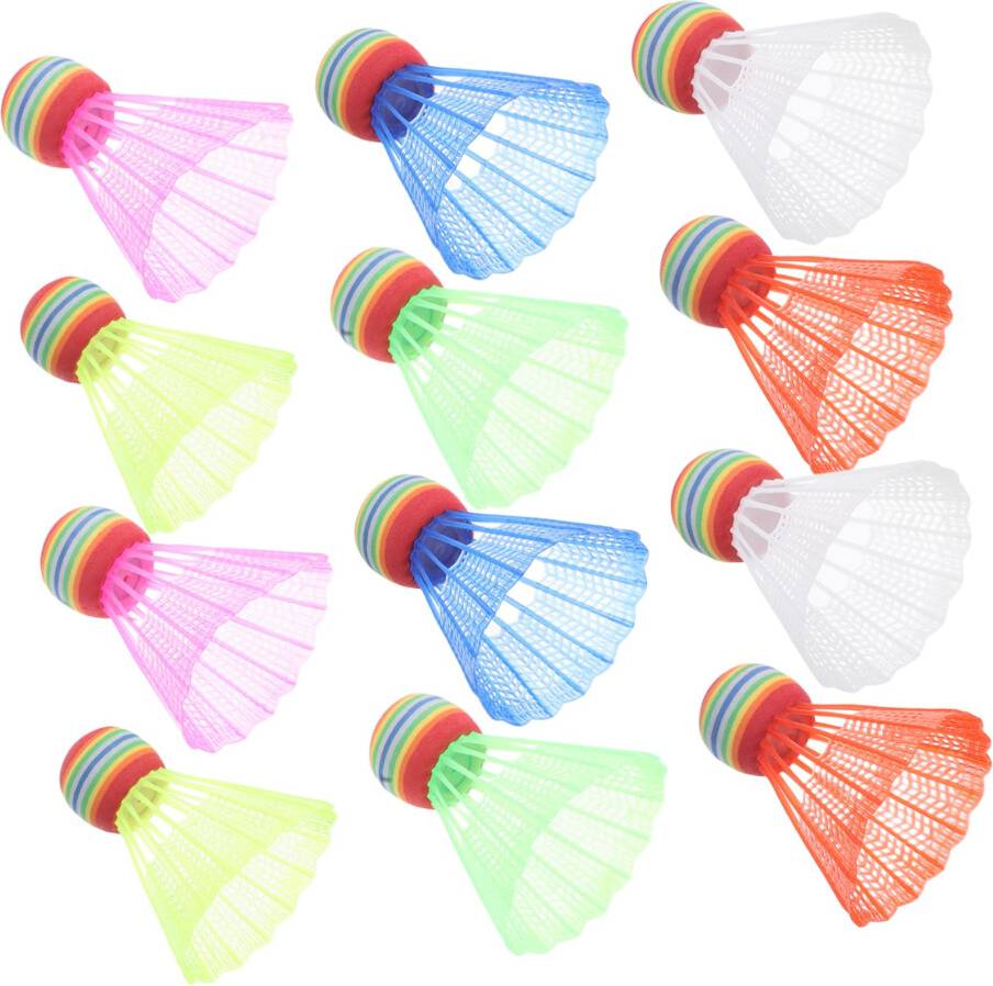 12-Pack Colorful Badminton Shuttlecocks
