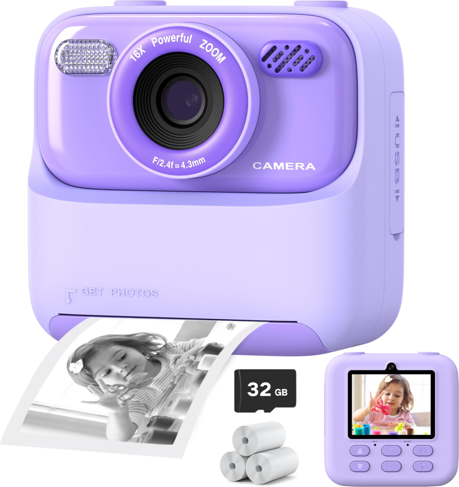 Instant Print Kids Camera Dual Rear Lens