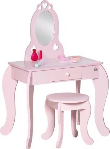 Homcom Kids Vanity Table Stool Dressing Set