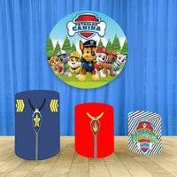Birthday party background Cute Dogs Round Birthday Party Backdrop Kit