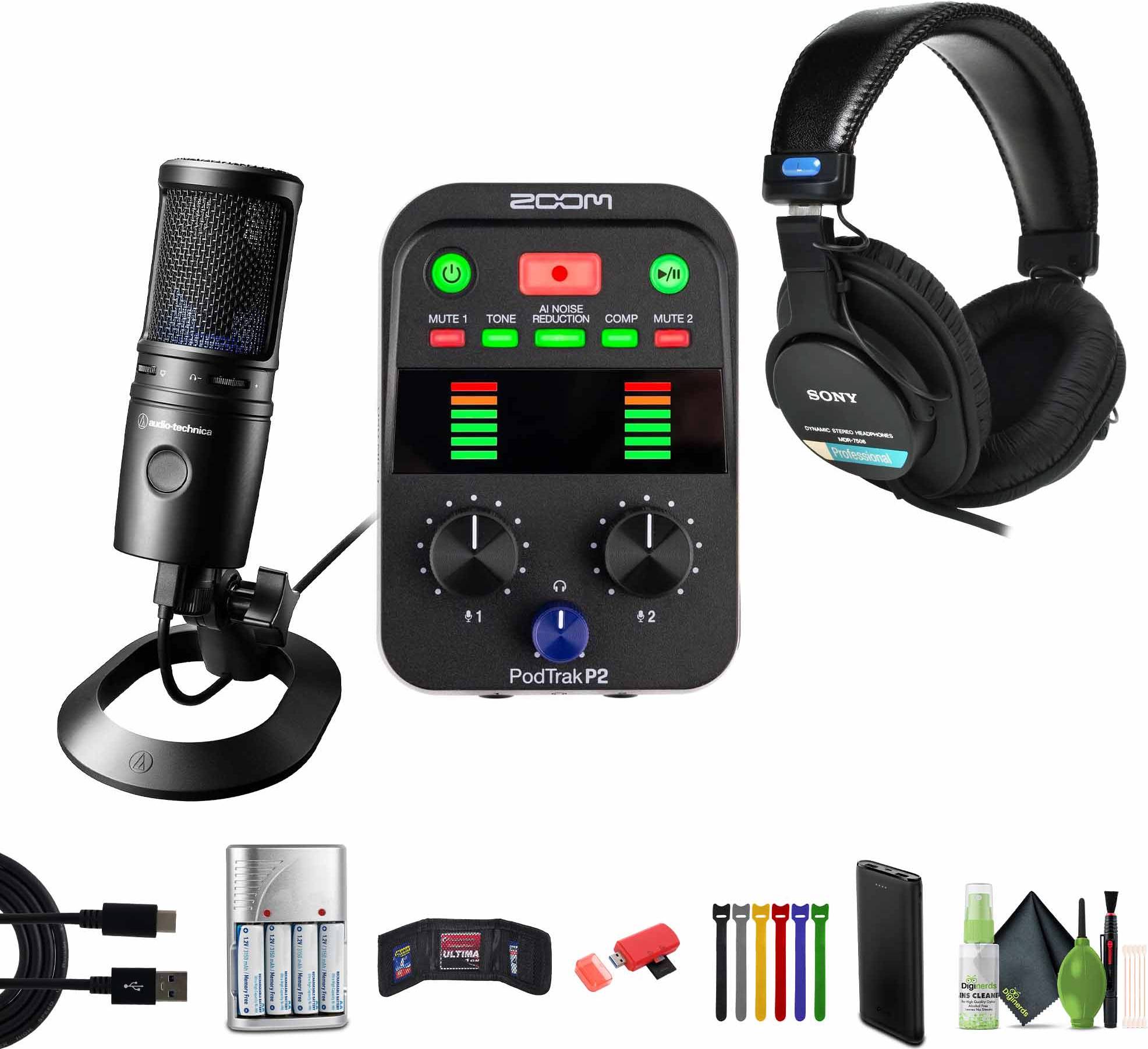Zoom recorder Zoom PodTrak P2 Podcast Recorder Bundle