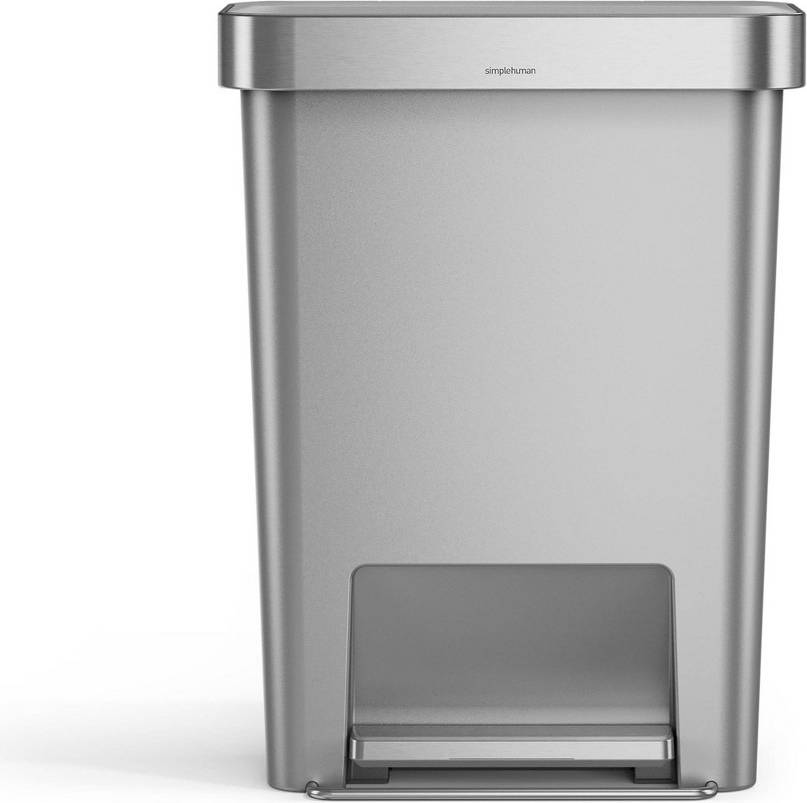 Simplehuman trash can Simplehuman 45L Rectangular Plastic Liner Rim Step Trash Can