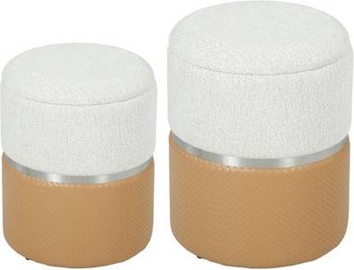 Homcom Round Storage Ottoman Set Of 2 Storage Bench