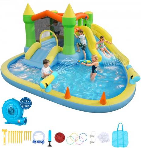 Pool basketball hoop VEVOR Inflatable Bounce House Water Slide