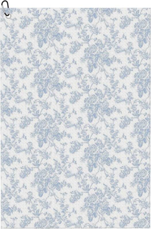 WHIBOS Dusty Blue Vintage Roses Pattern Golf Towel