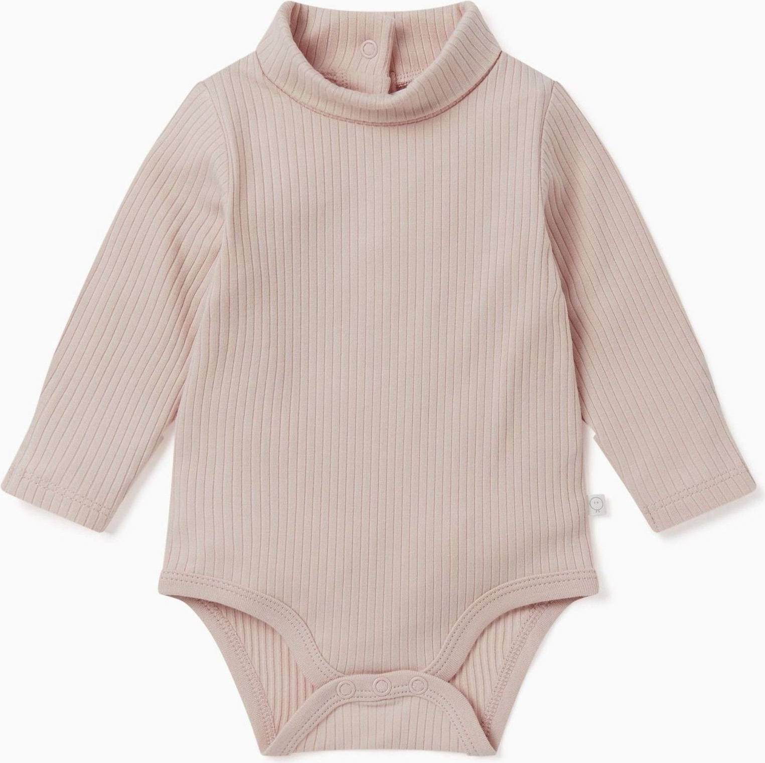 Light Pink Ribbed Roll Neck Bodysuit