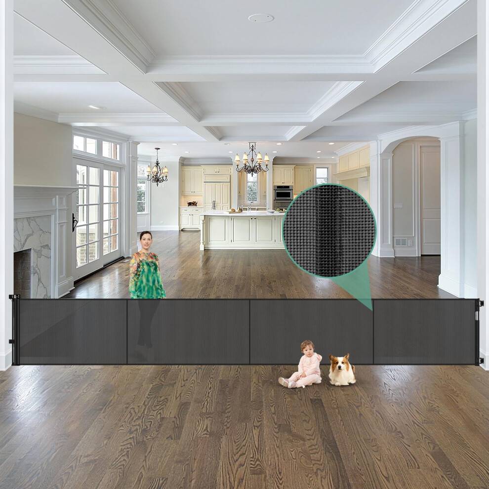 Reinforced 195 Inch Retractable Baby Gate