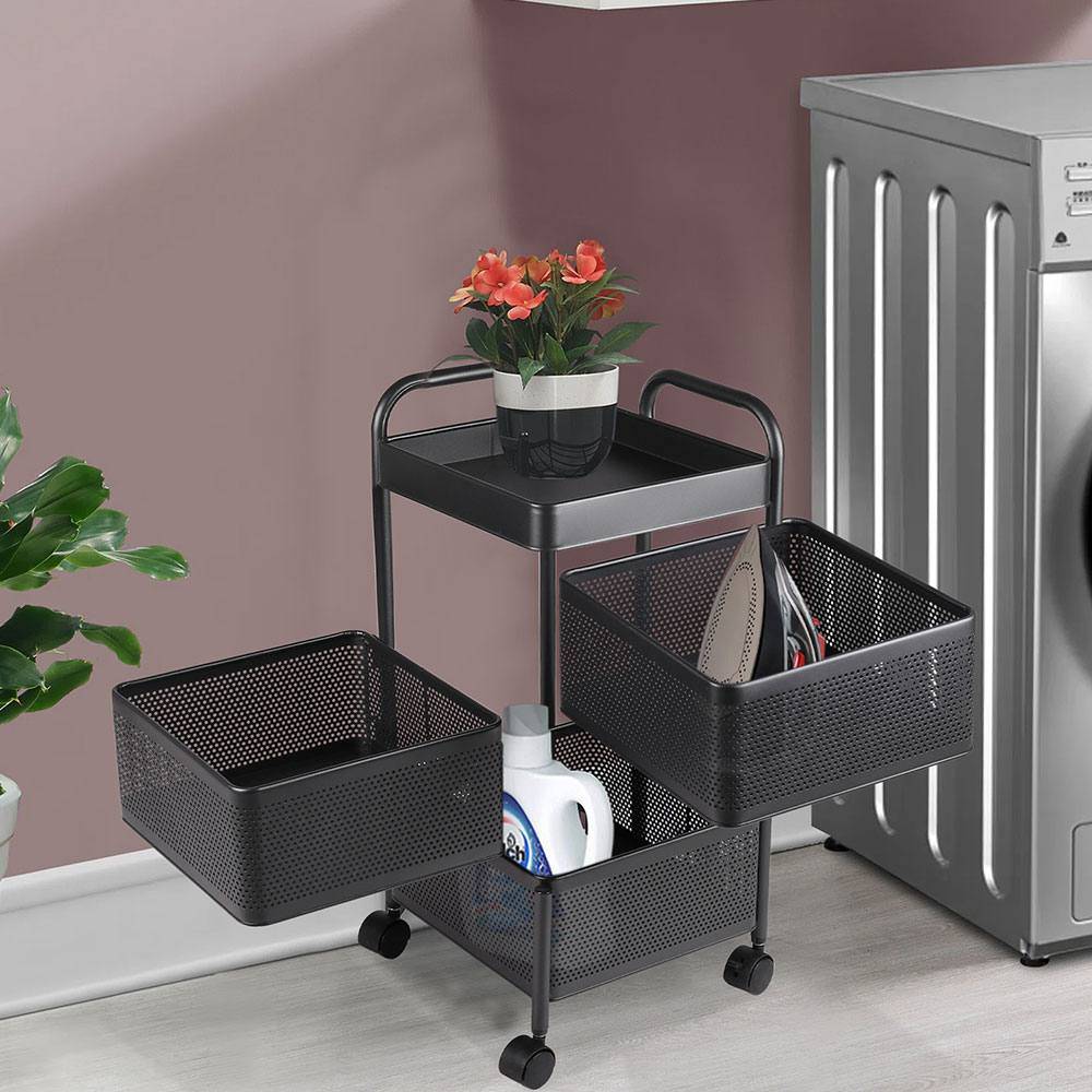Living and Home 4-Tier Rotating Kitchen Storage Rack