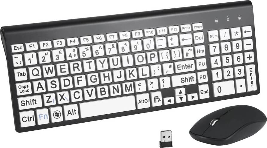 Wireless Full Size Keyboard and Mouse Set
