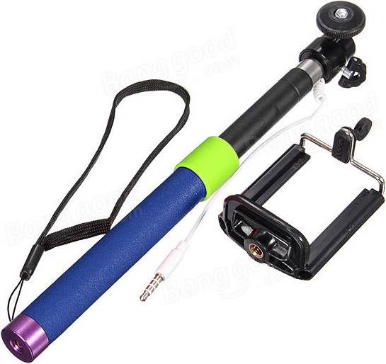 Extendable Shutter Handheld Selfie Stick Monopod Blue