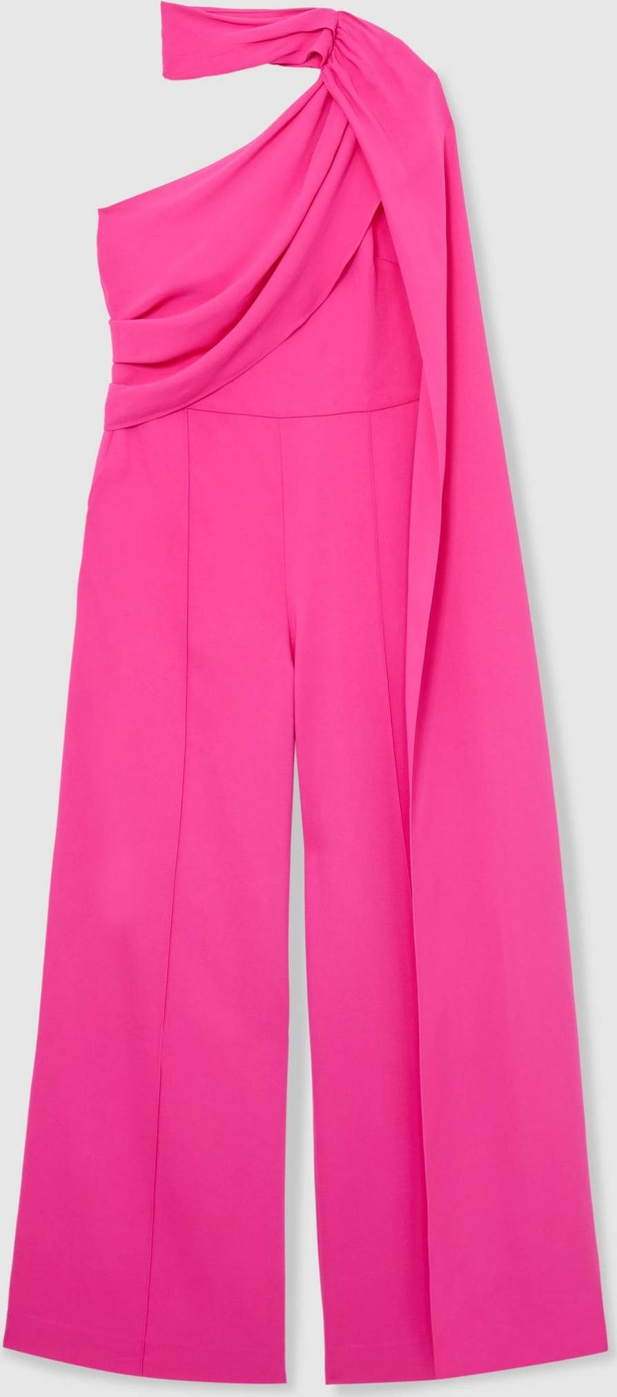 Reiss Carrie One-Shoulder Drape Wide Leg Jumpsuit - Raspberry Pink