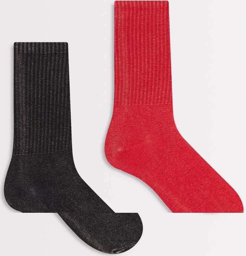 2-Pack Ribbed Crew Socks - Red