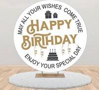 Round backdrop Golden Letters Ribbon Simple Round Birthday Backdrop