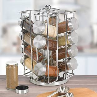 Polder 16-Bottle Revolving Chrome Spice Rack